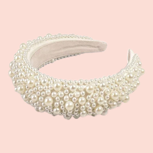 Bandeau perles blanches